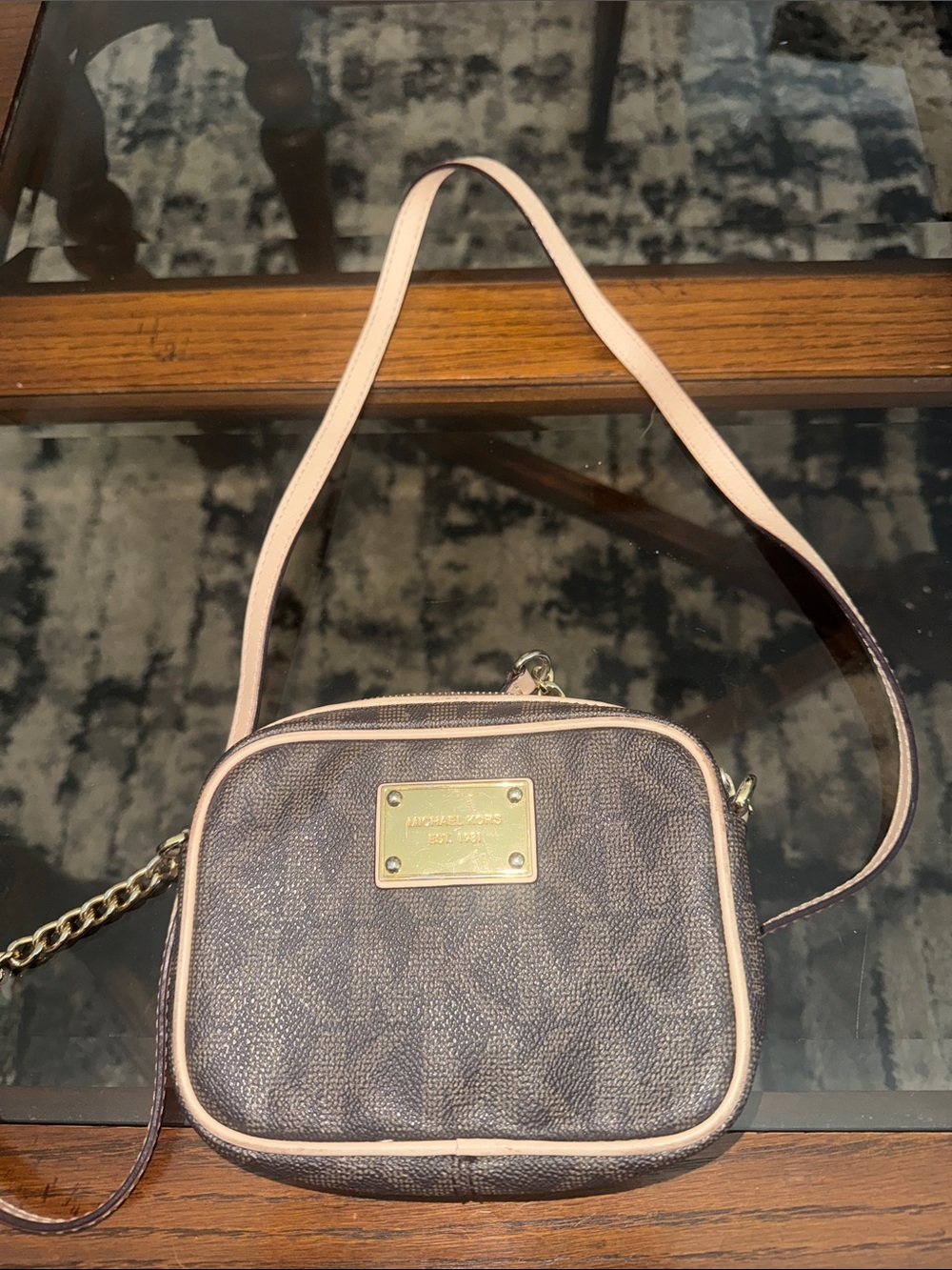 Michael Kors Brown Crossbody with Tan Trim